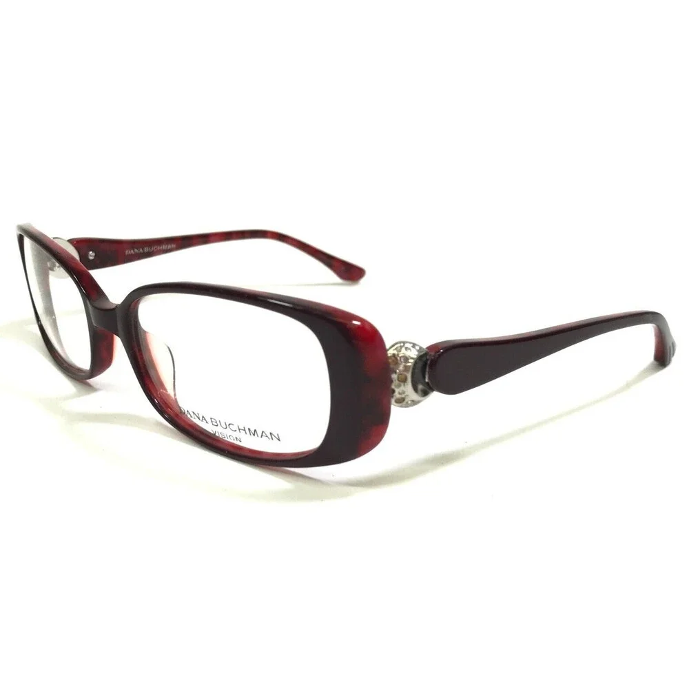 Dana Buchman Eyeglasses Frames KENNA BU Burgundy Red Silver Crystals 52-16-130